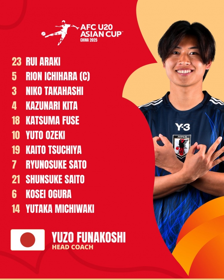  日本U20vs敘利亞U20首發(fā):高橋仁胡、佐藤龍之介出戰(zhàn) 高岡伶颯替補(bǔ)